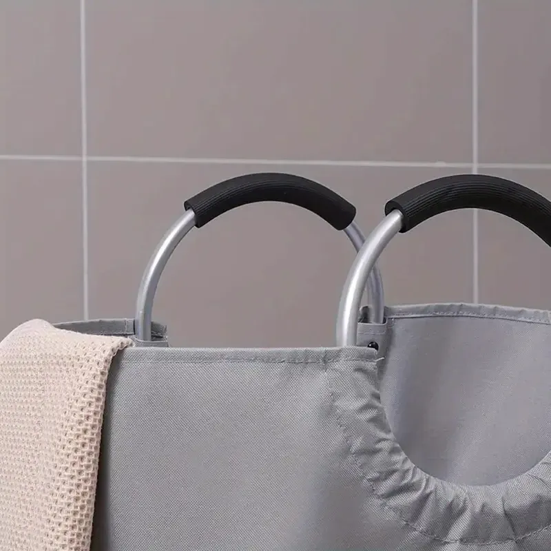 Panier à linge grande capacité avec poignée rembourrée, pliable et polyvalent pour salle de bain et buanderie 2