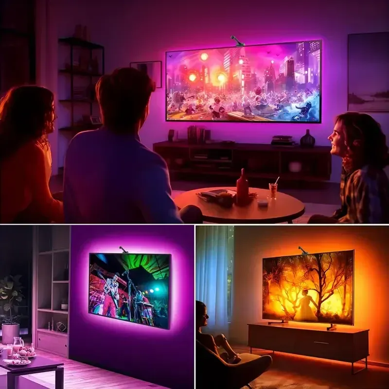Rétroéclairage LED RGBIC pour Smart TV 55 à 75 pouces avec caméra, synchronisation écran et musique, décoration pour salle de jeux 6