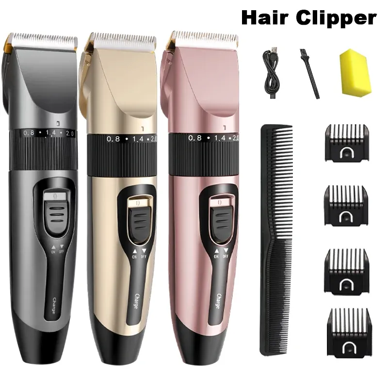 Tondeuse à cheveux électrique professionnelle pour homme, lame en céramique, à faible bruit, avec chargeur USB 1