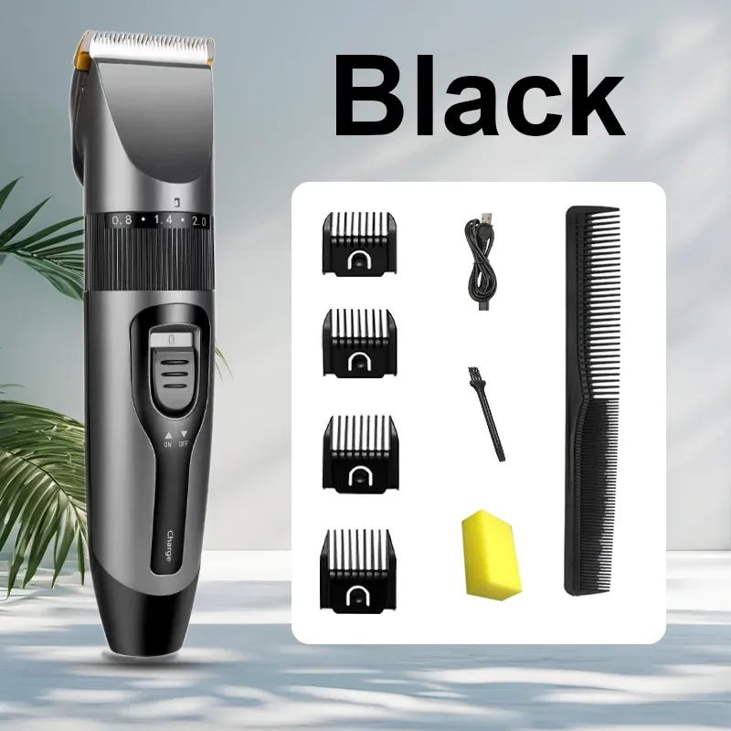 Tondeuse à cheveux électrique professionnelle pour homme, lame en céramique, à faible bruit, avec chargeur USB 7