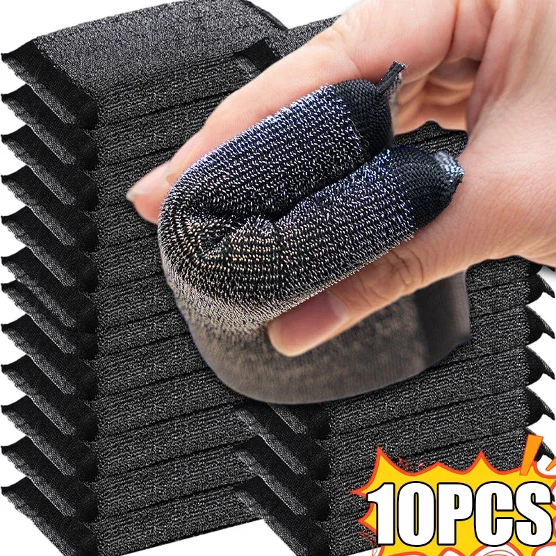 Chiffon de nettoyage en acier inoxydable réutilisable, double face et antiadhésif, pour casseroles, lot de 2 ou 10 pièces - Image 1