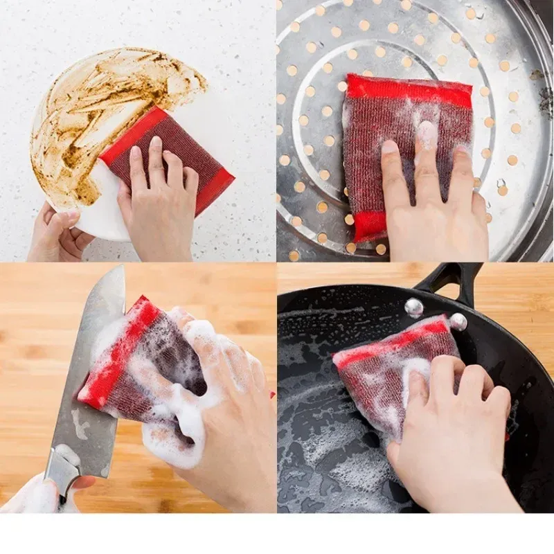 Chiffon de nettoyage en acier inoxydable réutilisable, double face et antiadhésif, pour casseroles, lot de 2 ou 10 pièces 6