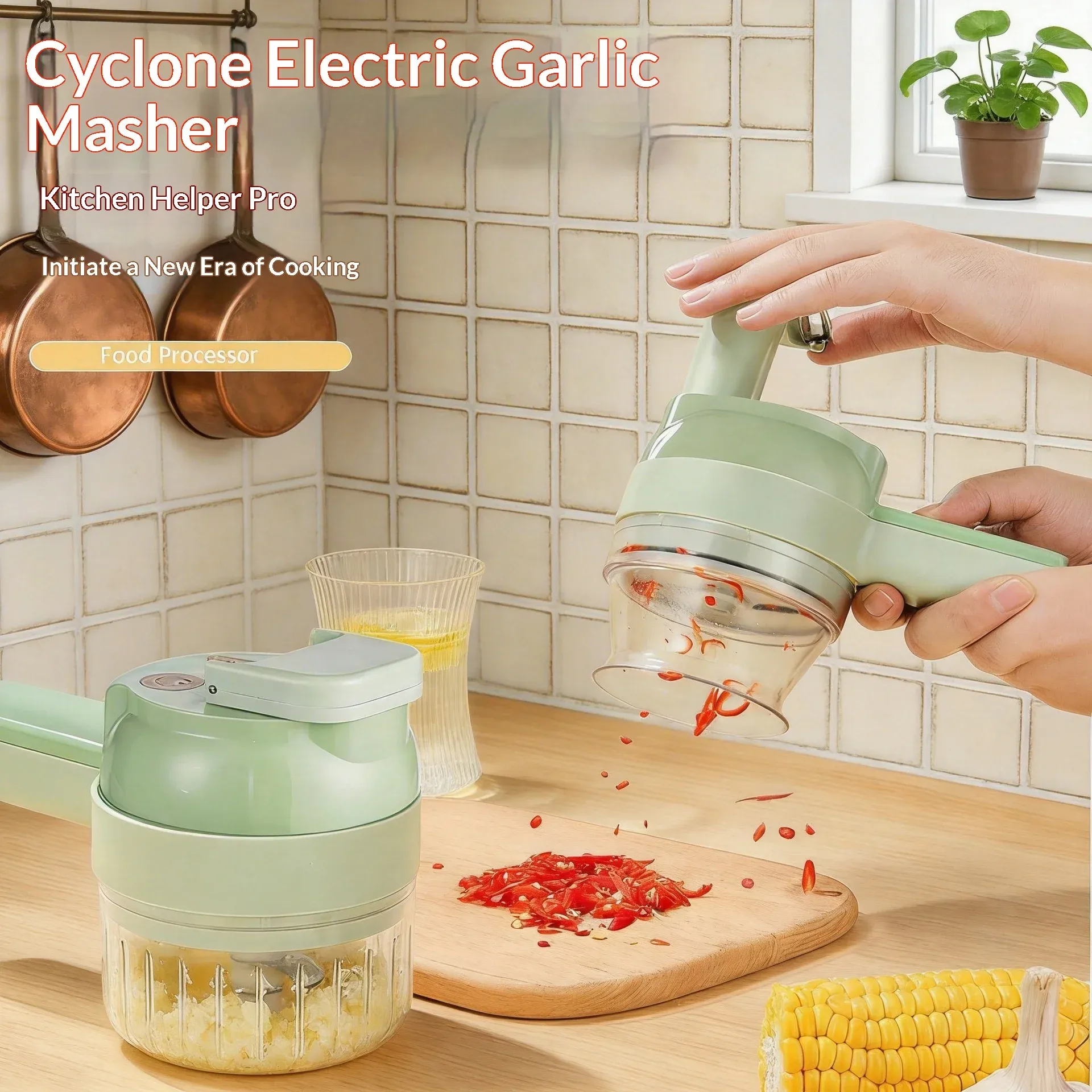 Ensemble de hachoirs électriques sans fil, robot culinaire multifonction portatif pour l'ail, la viande, les légumes et l'émincé