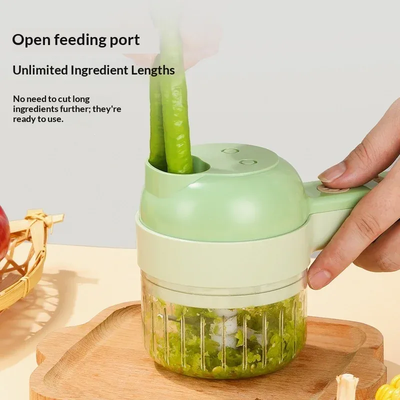 Ensemble de hachoirs électriques sans fil, robot culinaire multifonction portatif pour l'ail, la viande, les légumes et l'émincé 2