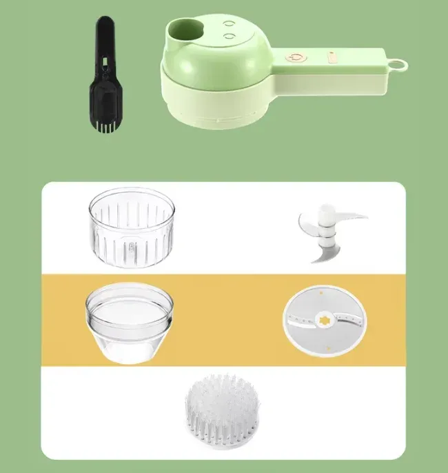 Ensemble de hachoirs électriques sans fil, robot culinaire multifonction portatif pour l'ail, la viande, les légumes et l'émincé 6