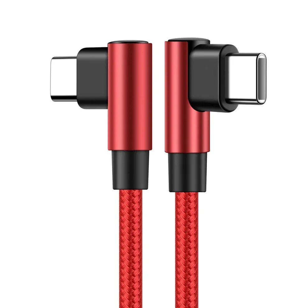 Câble USB-C coudé à 90°, tressé en nylon, charge rapide 60 W PD (20 V / 3 A) – 0,2 m, 0,5 m, 1 m, 2 m, 3 m