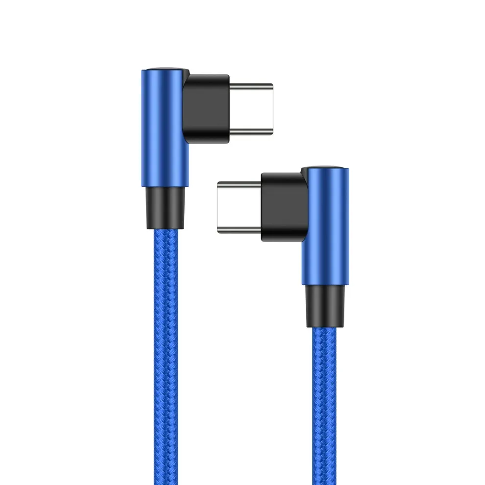 Câble USB-C coudé à 90°, tressé en nylon, charge rapide 60 W PD (20 V / 3 A) – 0,2 m, 0,5 m, 1 m, 2 m, 3 m 6
