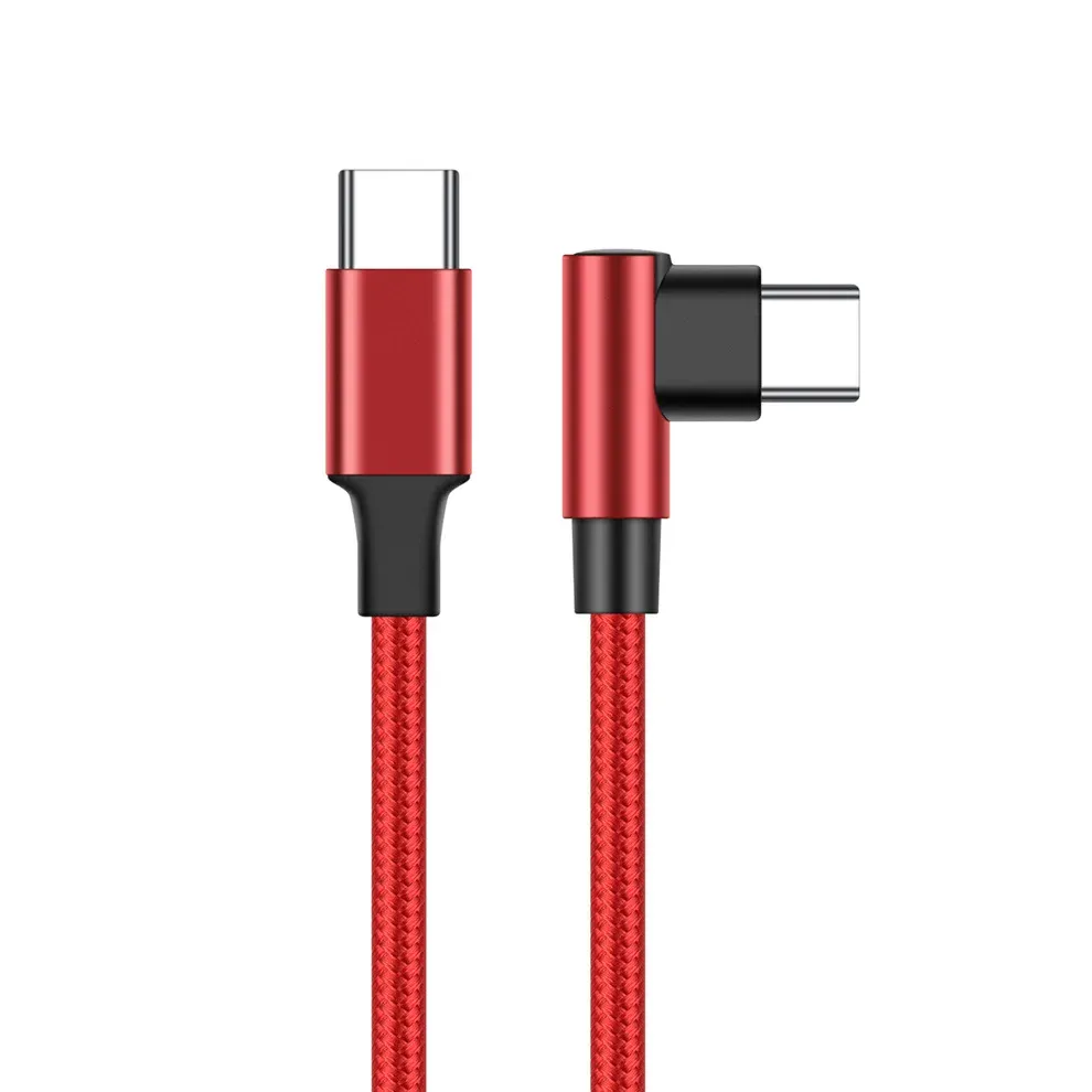 Câble USB-C coudé à 90°, tressé en nylon, charge rapide 60 W PD (20 V / 3 A) – 0,2 m, 0,5 m, 1 m, 2 m, 3 m 10