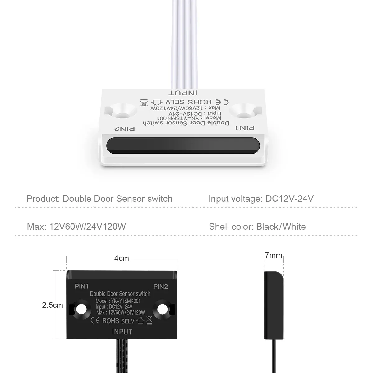 Interrupteur de porte infrarouge DC 12-24 V à double capteur de proximité, pour contrôle de l'éclairage LED de placard et armoire 2