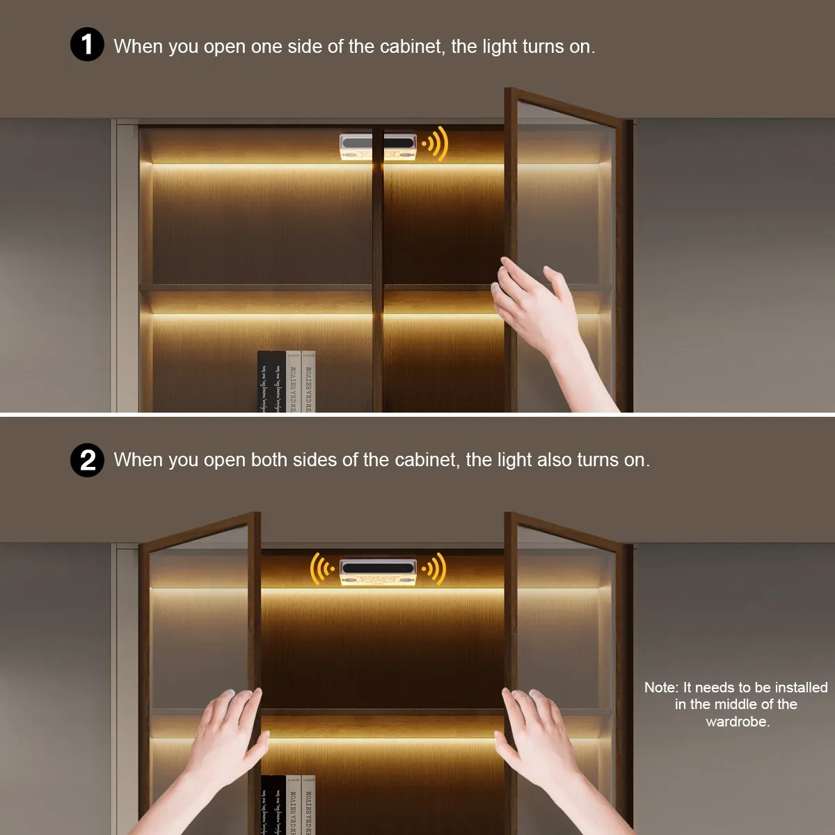 Interrupteur de porte infrarouge DC 12-24 V à double capteur de proximité, pour contrôle de l'éclairage LED de placard et armoire 6
