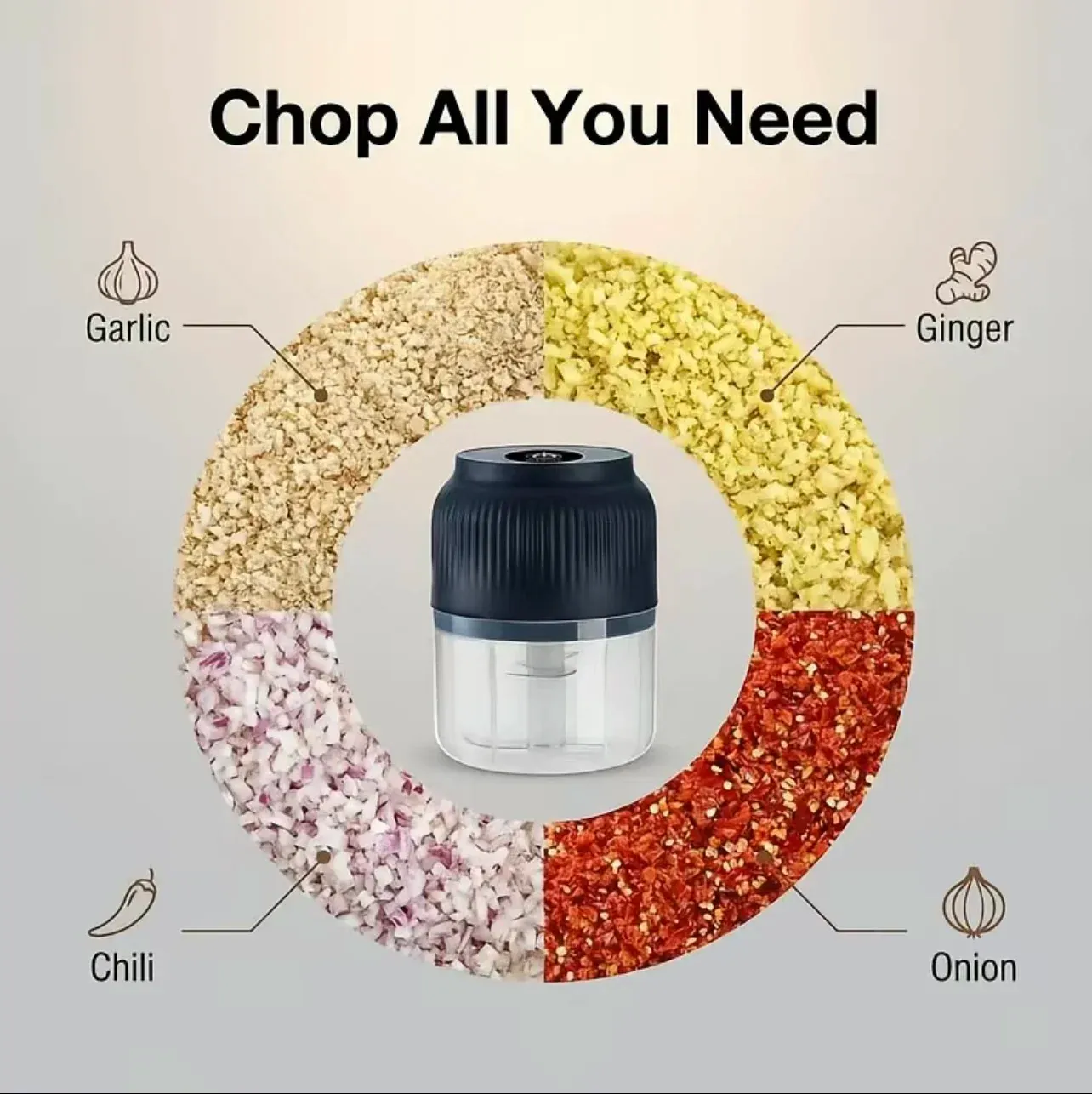 Mini hachoir électrique sans fil rechargeable par USB, 250 ml, broyeur à ail pour ustensiles de cuisine 5