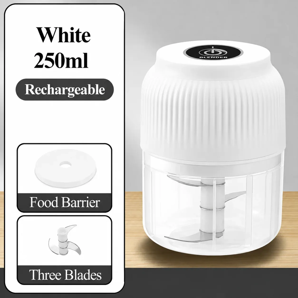 Mini hachoir électrique sans fil rechargeable par USB, 250 ml, broyeur à ail pour ustensiles de cuisine 7