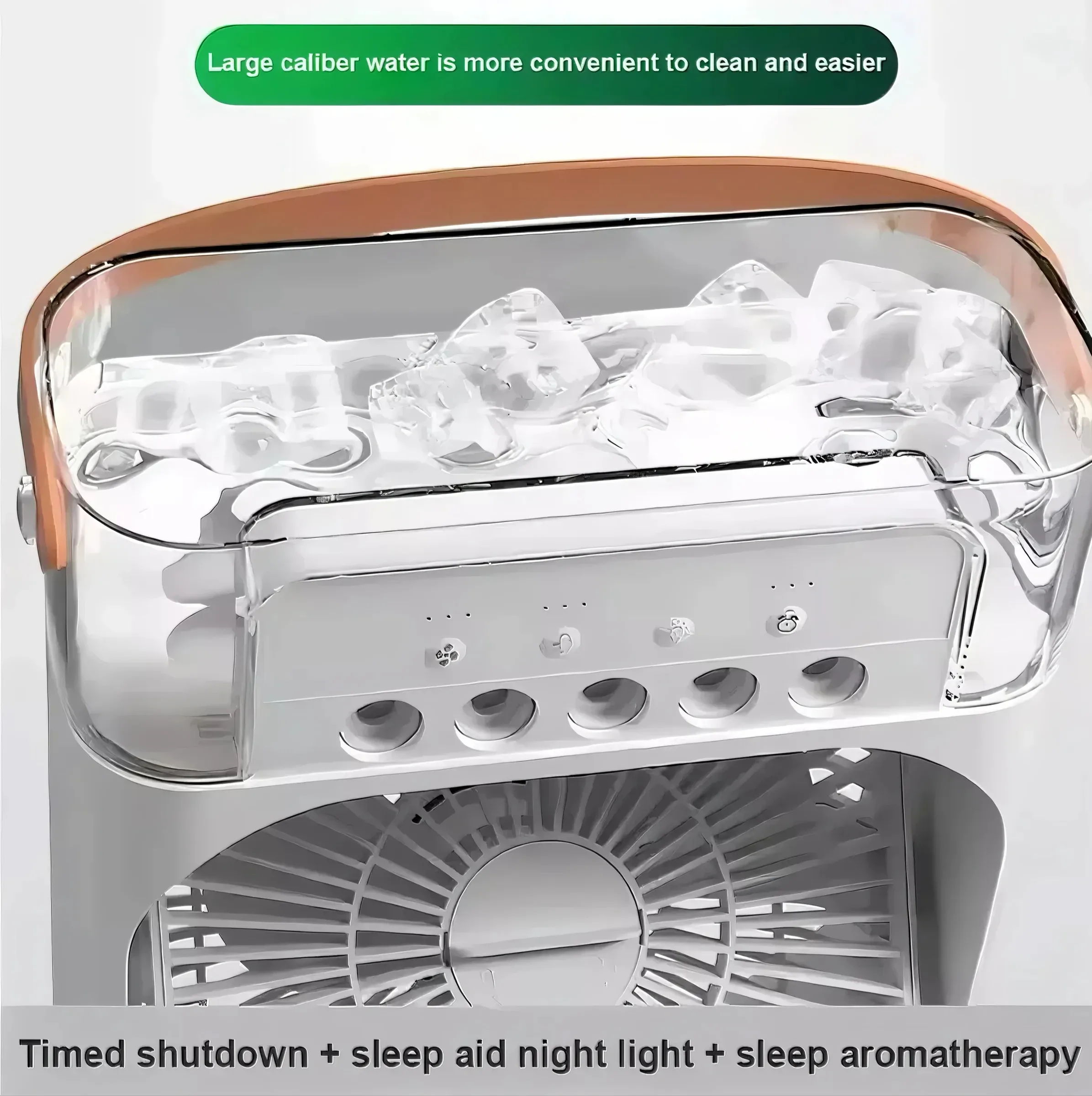 Mini ventilateur rafraîchisseur d'air portable 3 en 1 avec humidificateur, veilleuse LED et minuterie 1 à 3 h 2