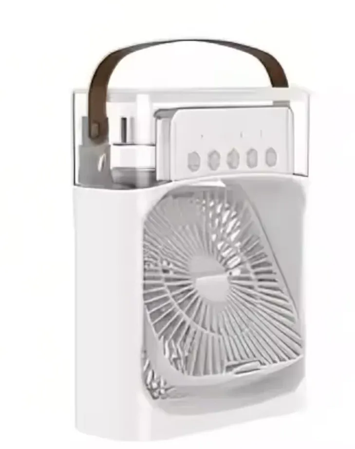 Mini ventilateur rafraîchisseur d'air portable 3 en 1 avec humidificateur, veilleuse LED et minuterie 1 à 3 h 10