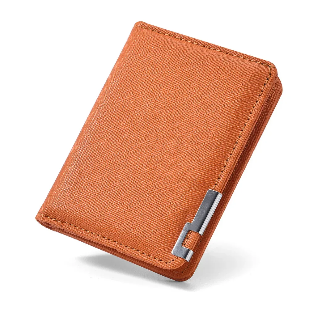 Petit portefeuille mince style business en simili cuir noir – Nombreux emplacements pour cartes et permis de conduire, motif géométrique 8