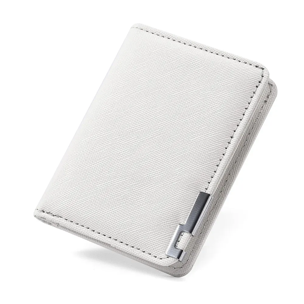 Petit portefeuille mince style business en simili cuir noir – Nombreux emplacements pour cartes et permis de conduire, motif géométrique 9