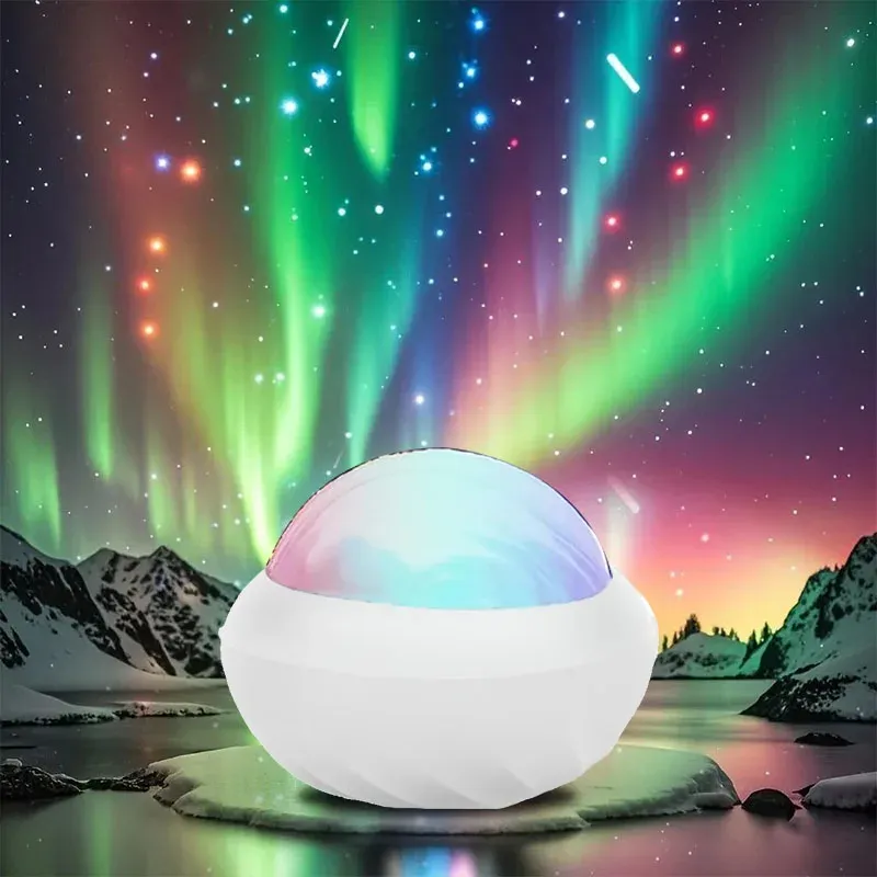 Projecteur d'aurore boréale RGB, veilleuse d'ambiance avec télécommande, lampe de projection USB à rotation à 360 °, décoration de fête pour la maison 4
