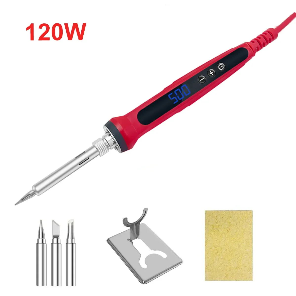 Kit de fer à souder 80 W à température réglable avec écran LCD, chauffage céramique, pointes de soudage, pincettes et fil à souder 15