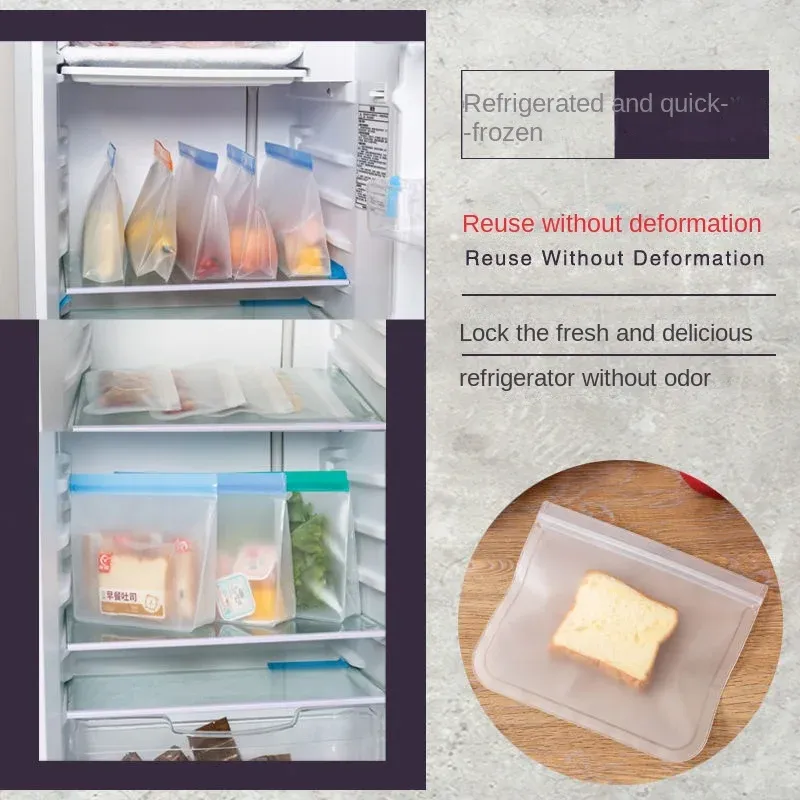 Sacs de conservation réutilisables en silicone, sacs zippés étanches, contenants multifonctions, tasse et sac de conservation des aliments 5