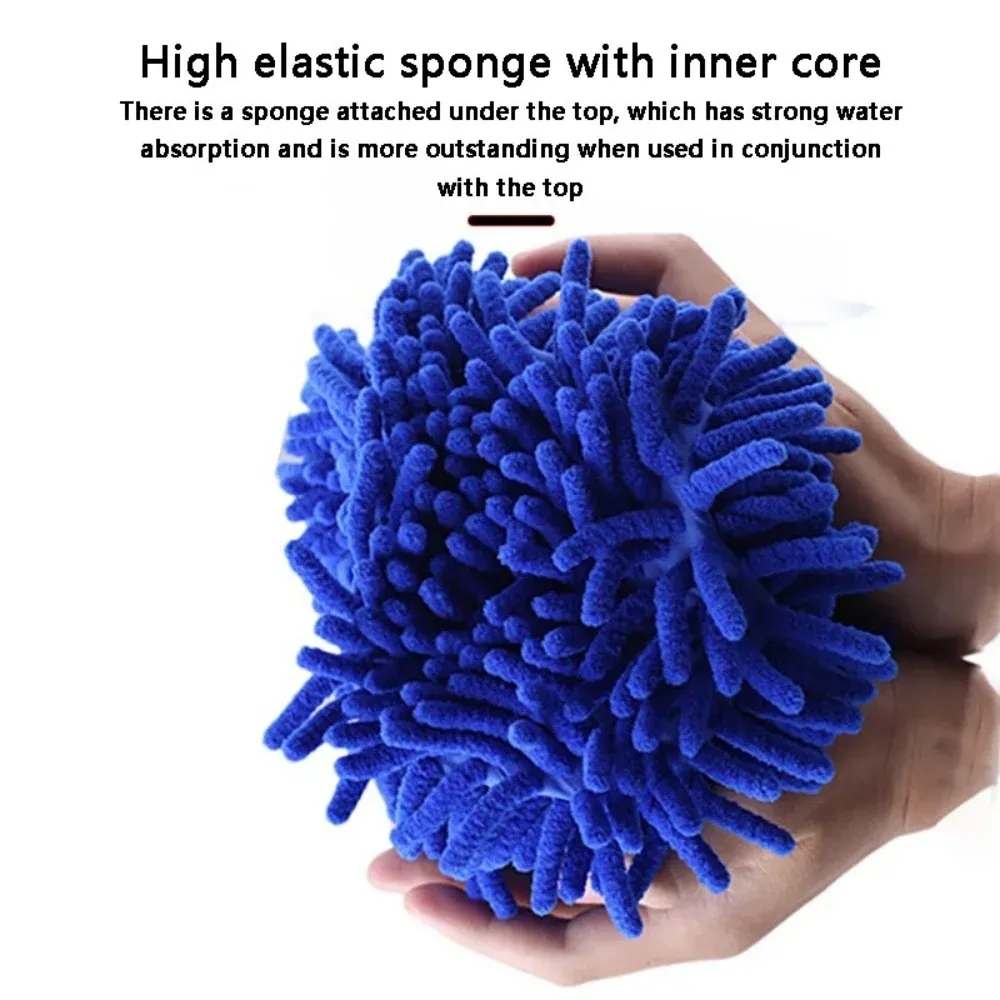1/2 pièces Éponge de lavage de voiture en microfibre chenille, Gant de lavage, Serviette, Kit de nettoyage pour l'entretien et le detailing automobile 3