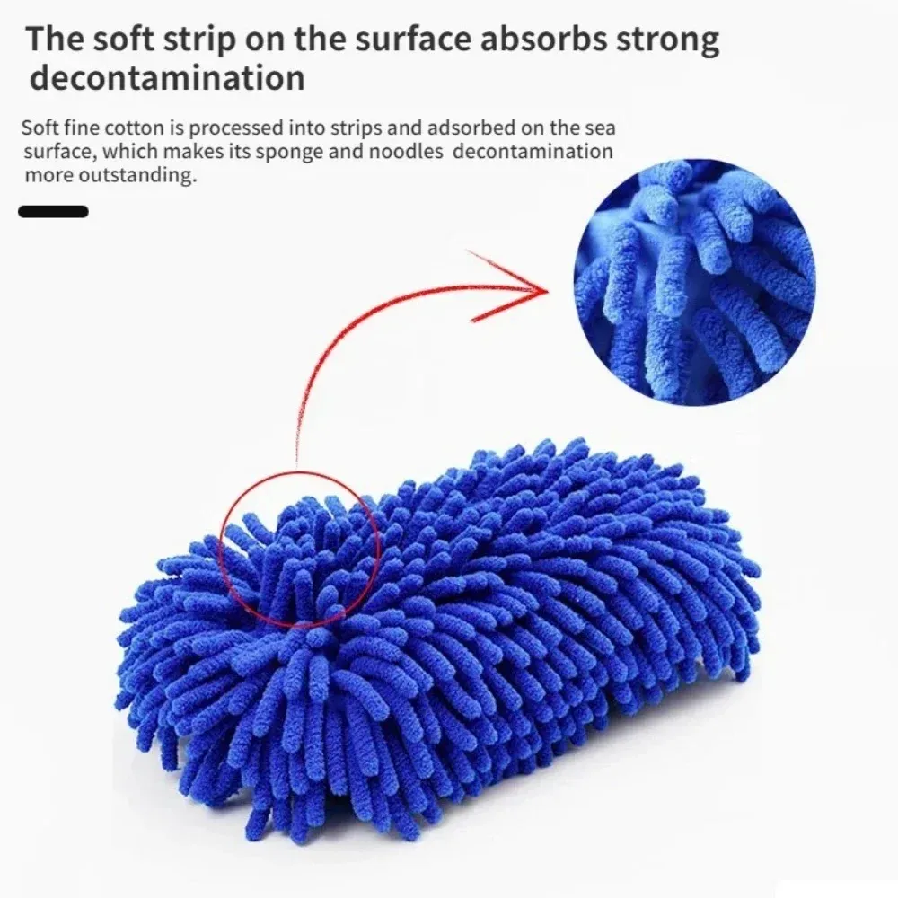 1/2 pièces Éponge de lavage de voiture en microfibre chenille, Gant de lavage, Serviette, Kit de nettoyage pour l'entretien et le detailing automobile 4