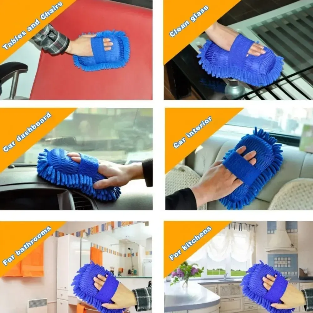 1/2 pièces Éponge de lavage de voiture en microfibre chenille, Gant de lavage, Serviette, Kit de nettoyage pour l'entretien et le detailing automobile 5