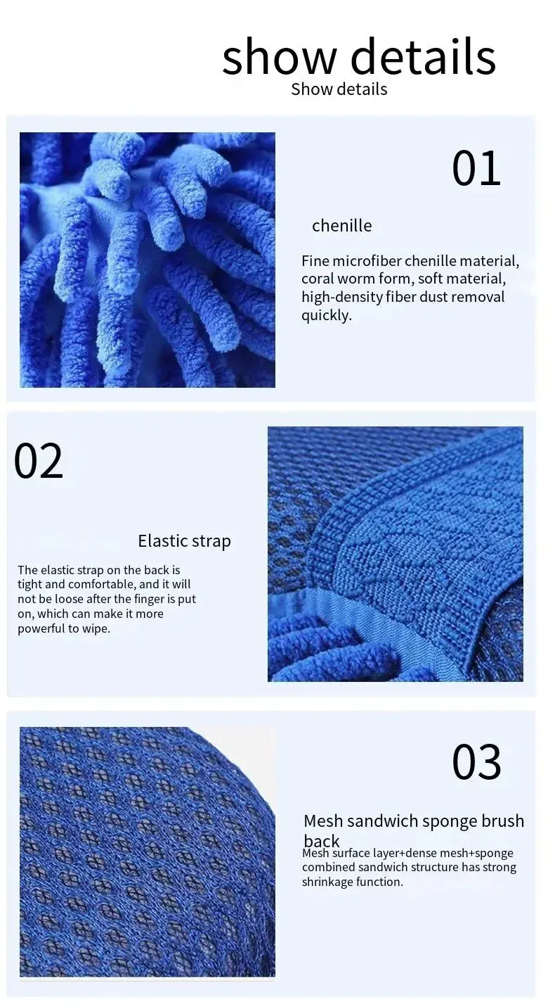 Serviette microfibre bleue, détail de finition