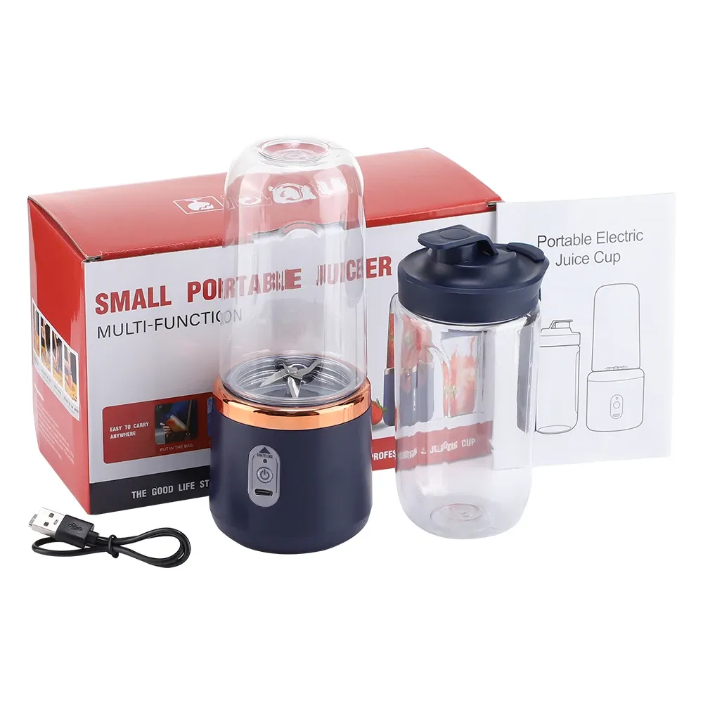 Presse-agrumes électrique portable à 6 lames avec 2 tasses, rechargeable par USB, pour jus frais et smoothies - Image 1