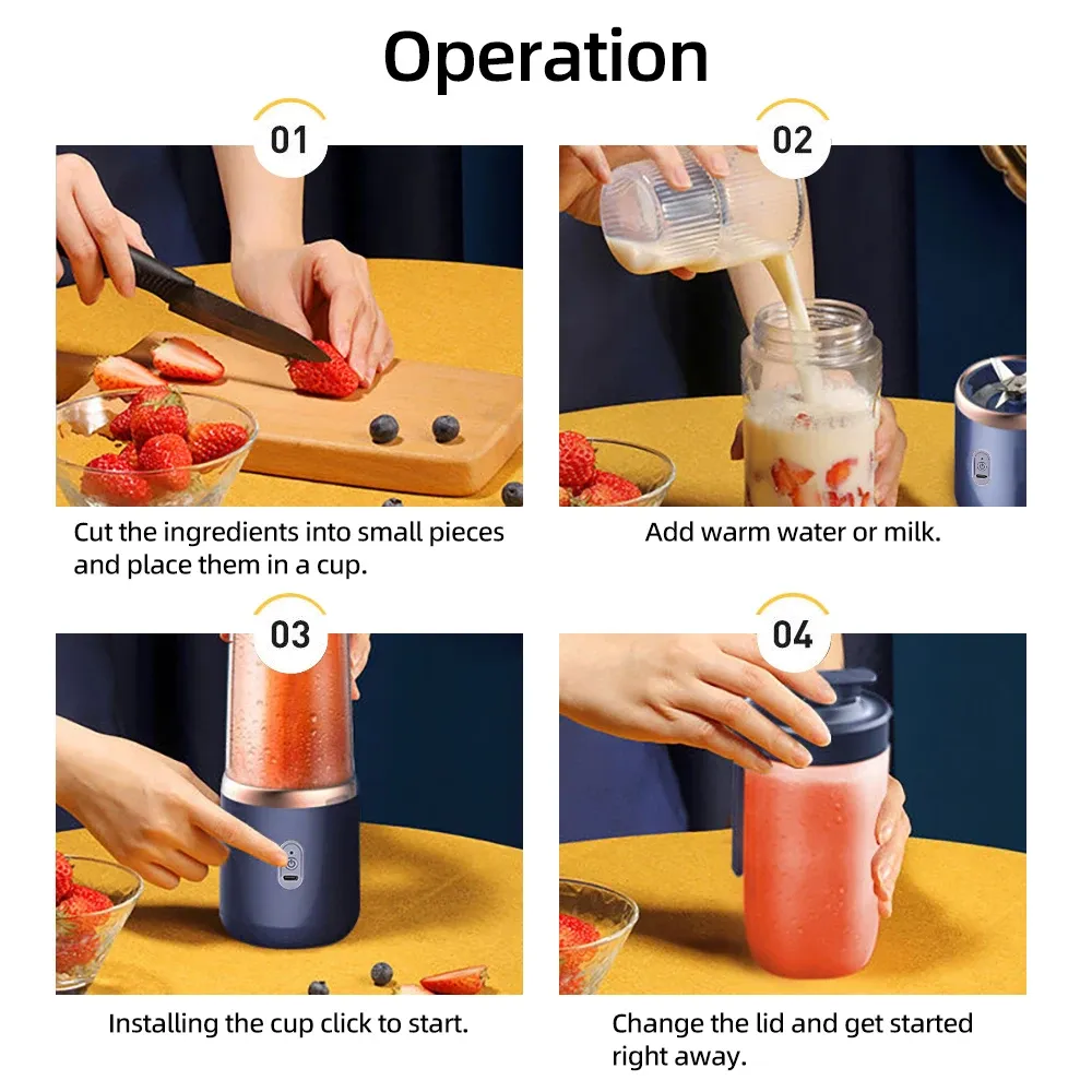 Étapes de préparation d'un jus frais