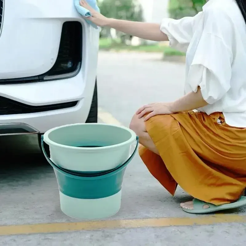 Seau pliable en plastique 5/10/17 L, contenant d'eau portable pour lavage auto, pêche, camping et entretien ménager 2