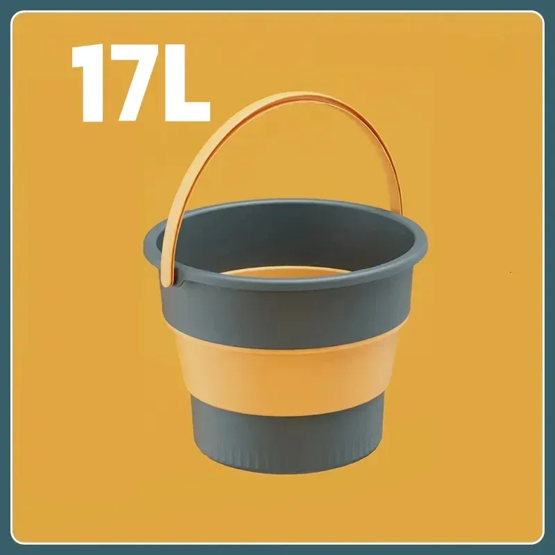 Seau pliable en plastique 5/10/17 L, contenant d'eau portable pour lavage auto, pêche, camping et entretien ménager 8