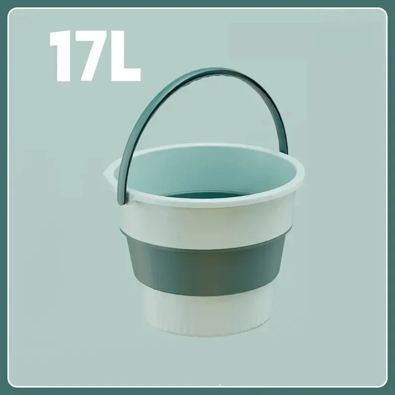 Seau pliable en plastique 5/10/17 L, contenant d'eau portable pour lavage auto, pêche, camping et entretien ménager 11
