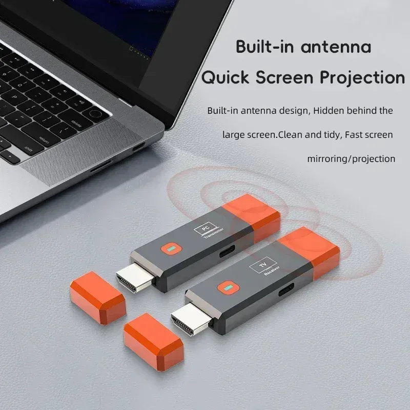 Kit d'extension émetteur-récepteur vidéo sans fil compatible HDMI, adaptateur dongle TV Stick pour caméra, PC et ordinateur portable, pour surveiller la télévision 3