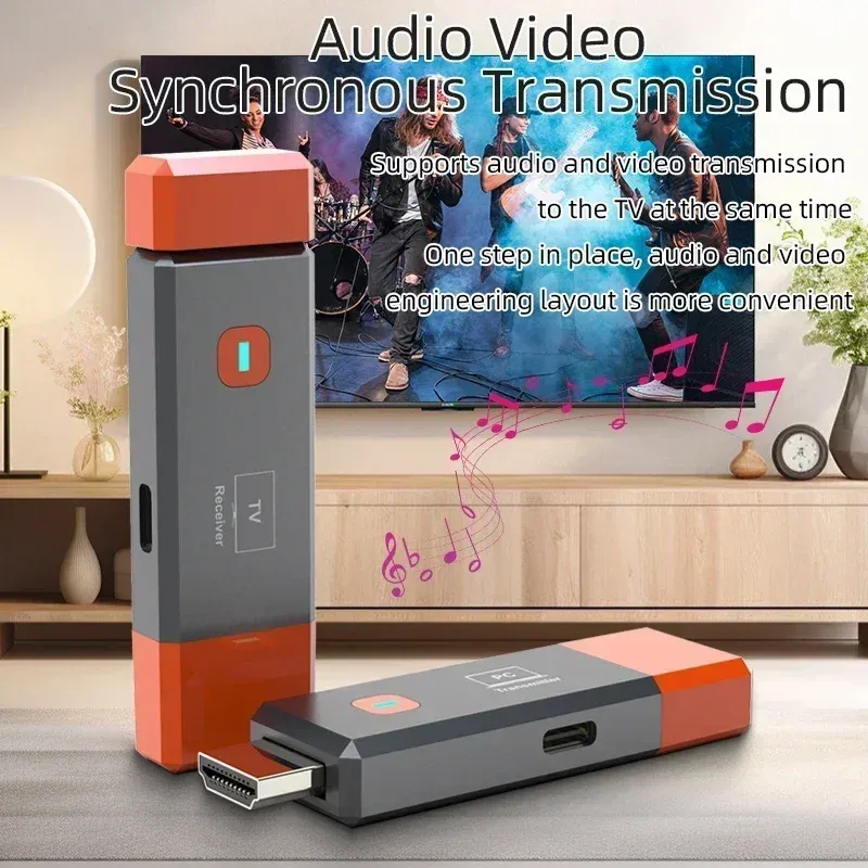 Kit d'extension émetteur-récepteur vidéo sans fil compatible HDMI, adaptateur dongle TV Stick pour caméra, PC et ordinateur portable, pour surveiller la télévision 4