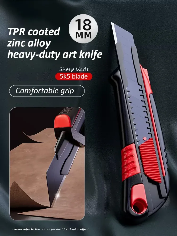 Couteau utilitaire DELIXI ELECTRIC à lame rétractable en acier SK5 remplaçable, pour une coupe nette du papier, du tissu, du bois, du caoutchouc et du plastique 7