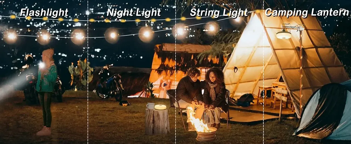 Guirlande lumineuse de camping 4 en 1 en vert militaire