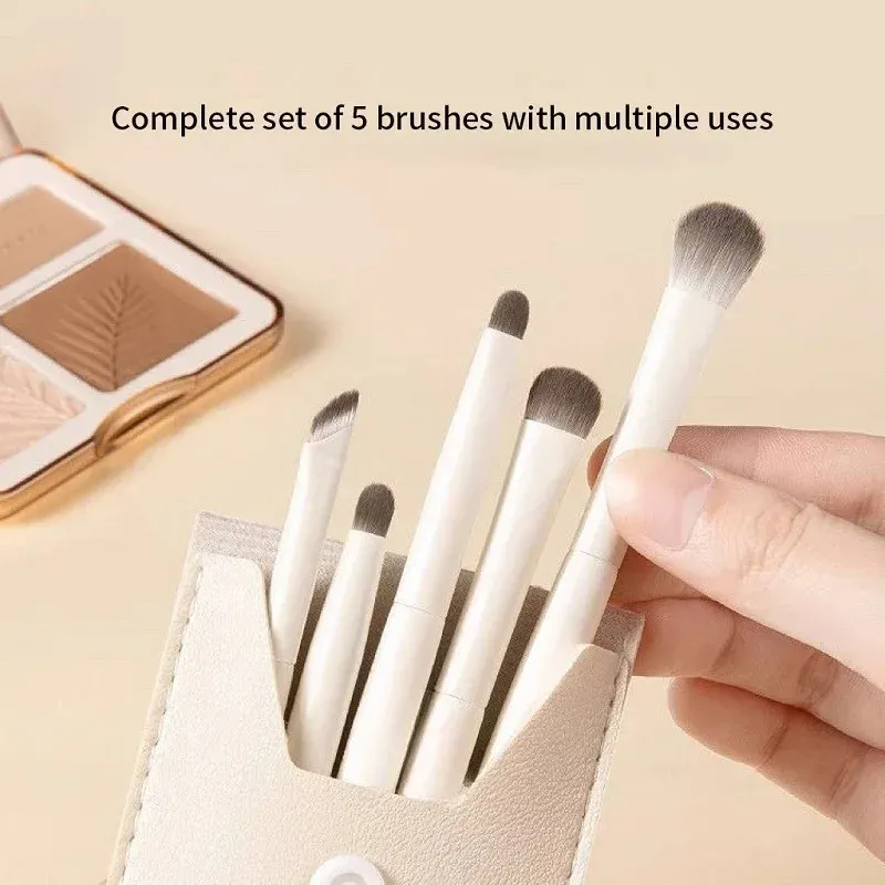 5/8/10 pièces Pinceaux de maquillage pour les yeux naturels, ensemble détail fard à paupières, pinceau de maquillage blanc ultra doux, outil de maquillage pour fard à paupières et eyeliner - Image 1