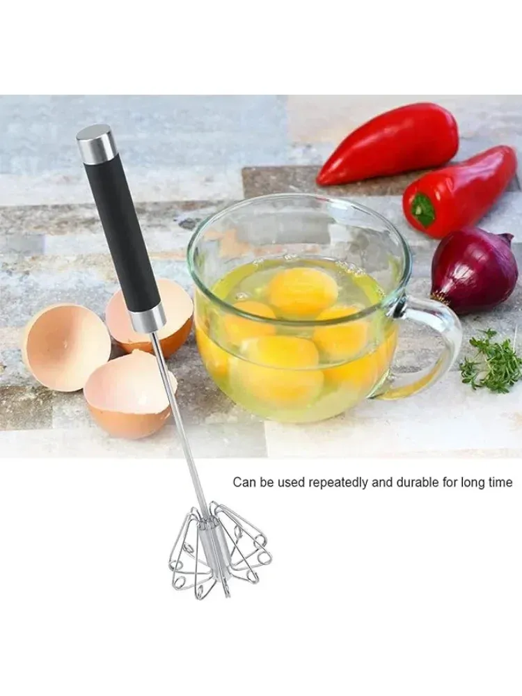 Batteur à œufs rotatif, finition acier inoxydable