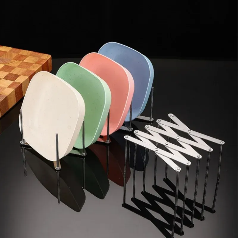Couvercle réglable pour casseroles et poêles, organisateur polyvalent avec support de séchage pour assiettes en acier inoxydable 3