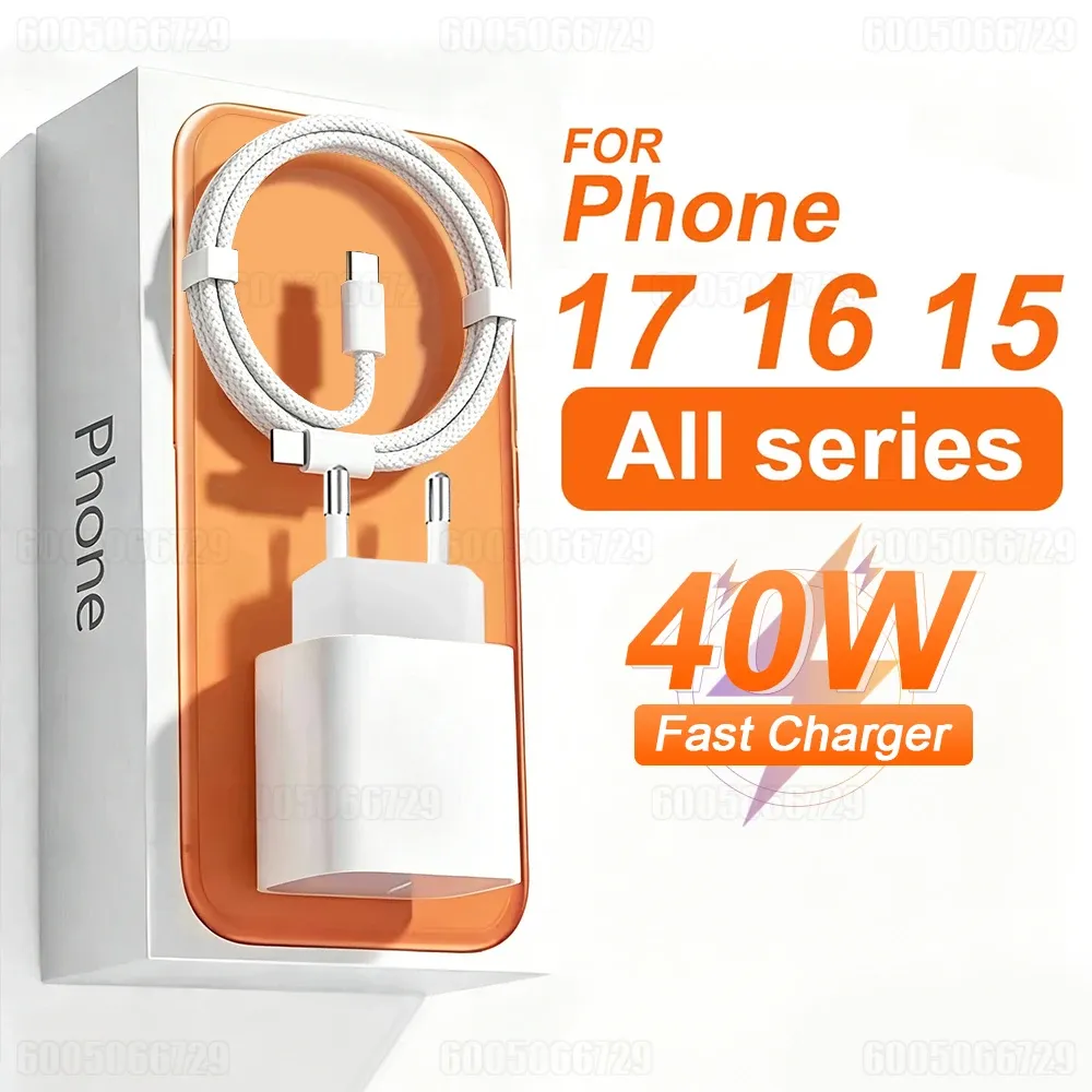 Chargeur rapide USB-C 40 W Power Delivery pour iPhone 15, 16, 17 et iPad Air