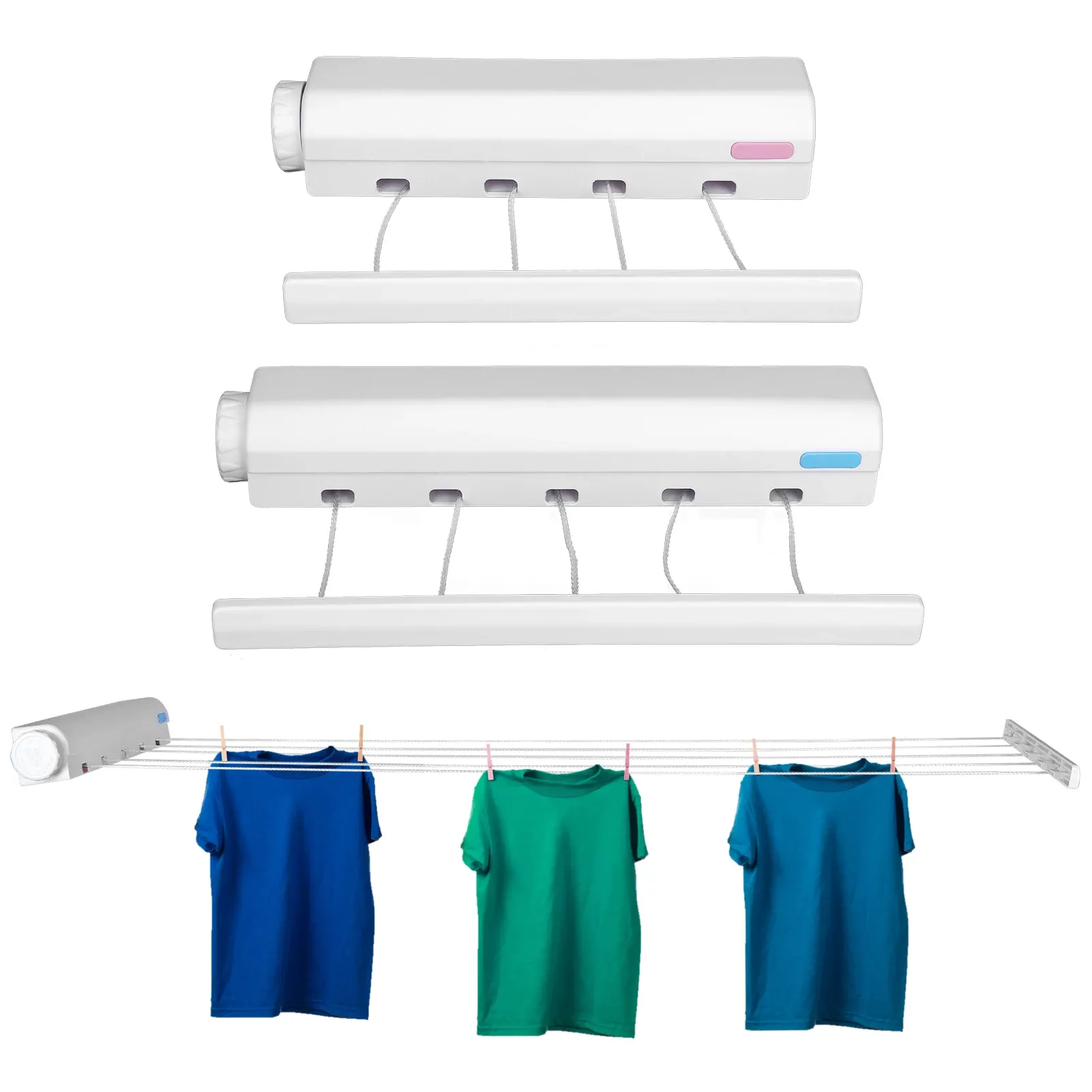 Corde à linge rétractable pour intérieur et extérieur, lot de 4 ou 5 cordes, accessoires ménagers - Image 1