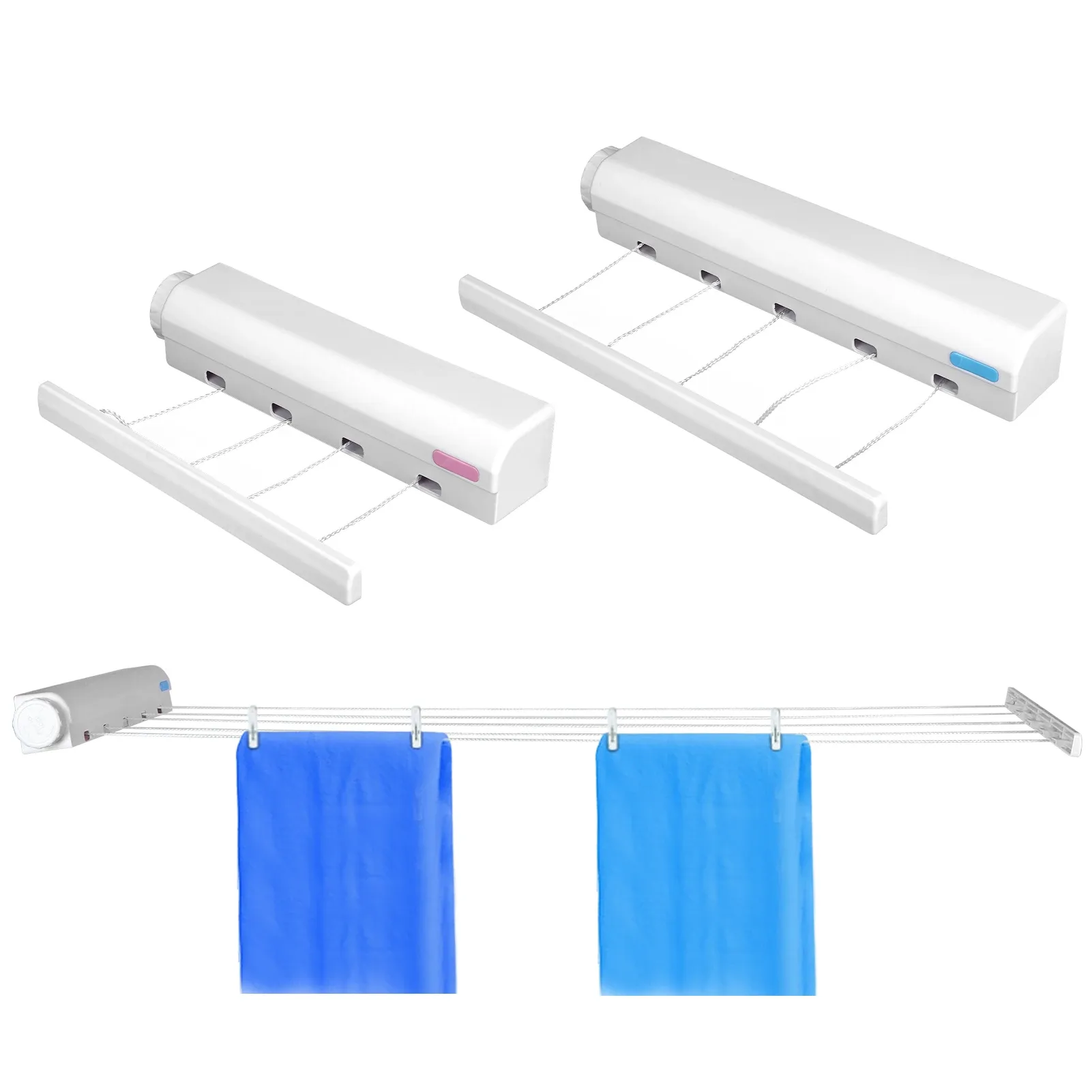 Corde à linge rétractable pour intérieur et extérieur, lot de 4 ou 5 cordes, accessoires ménagers 3