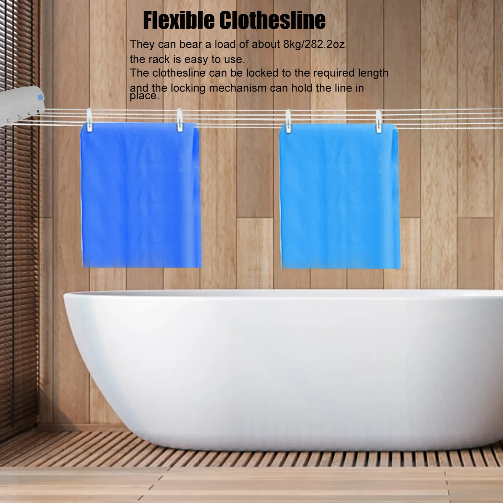 Corde à linge rétractable, vue de détail