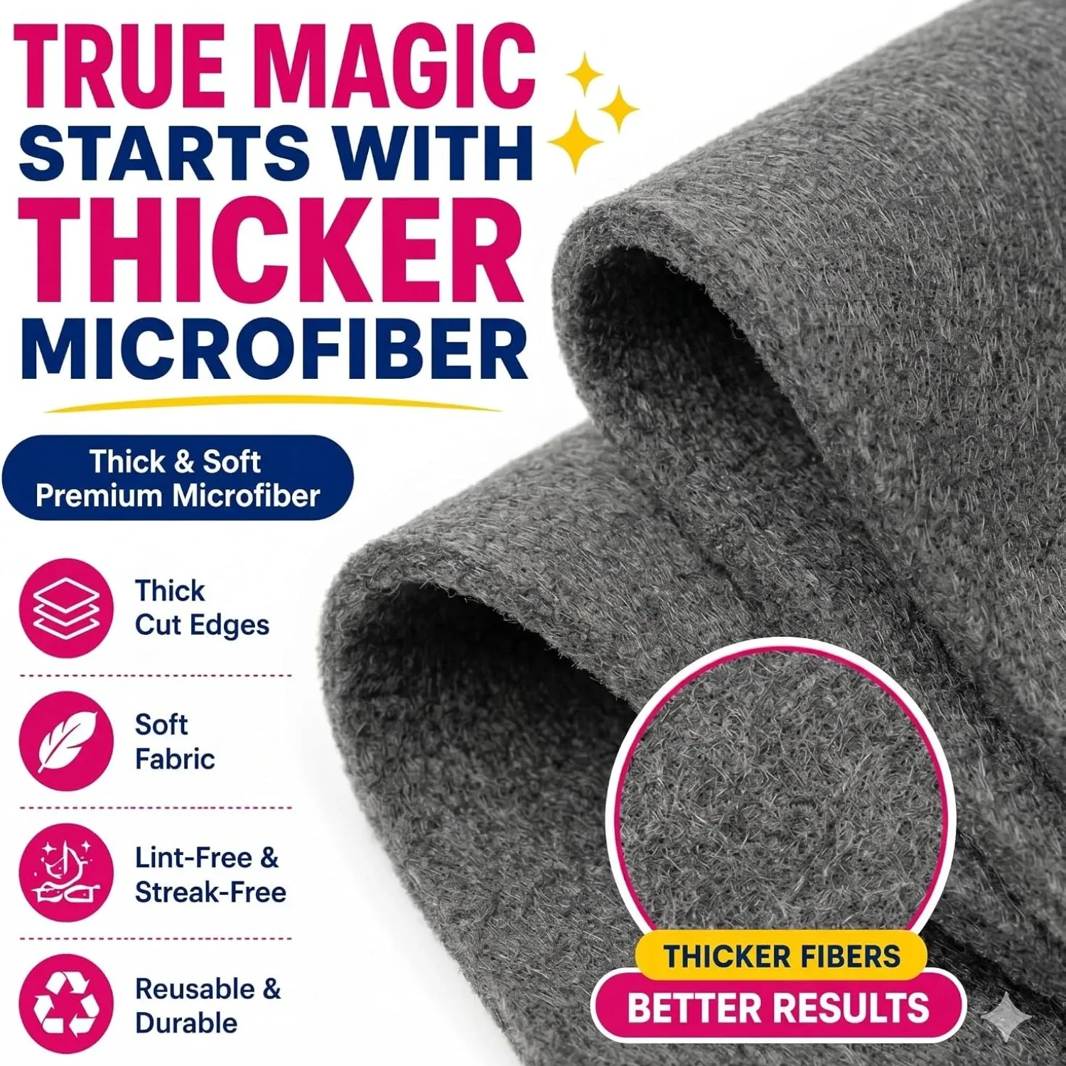 Lot de 6 chiffons de nettoyage en microfibre pour verre, vitres, acier inoxydable et écrans de voiture 3