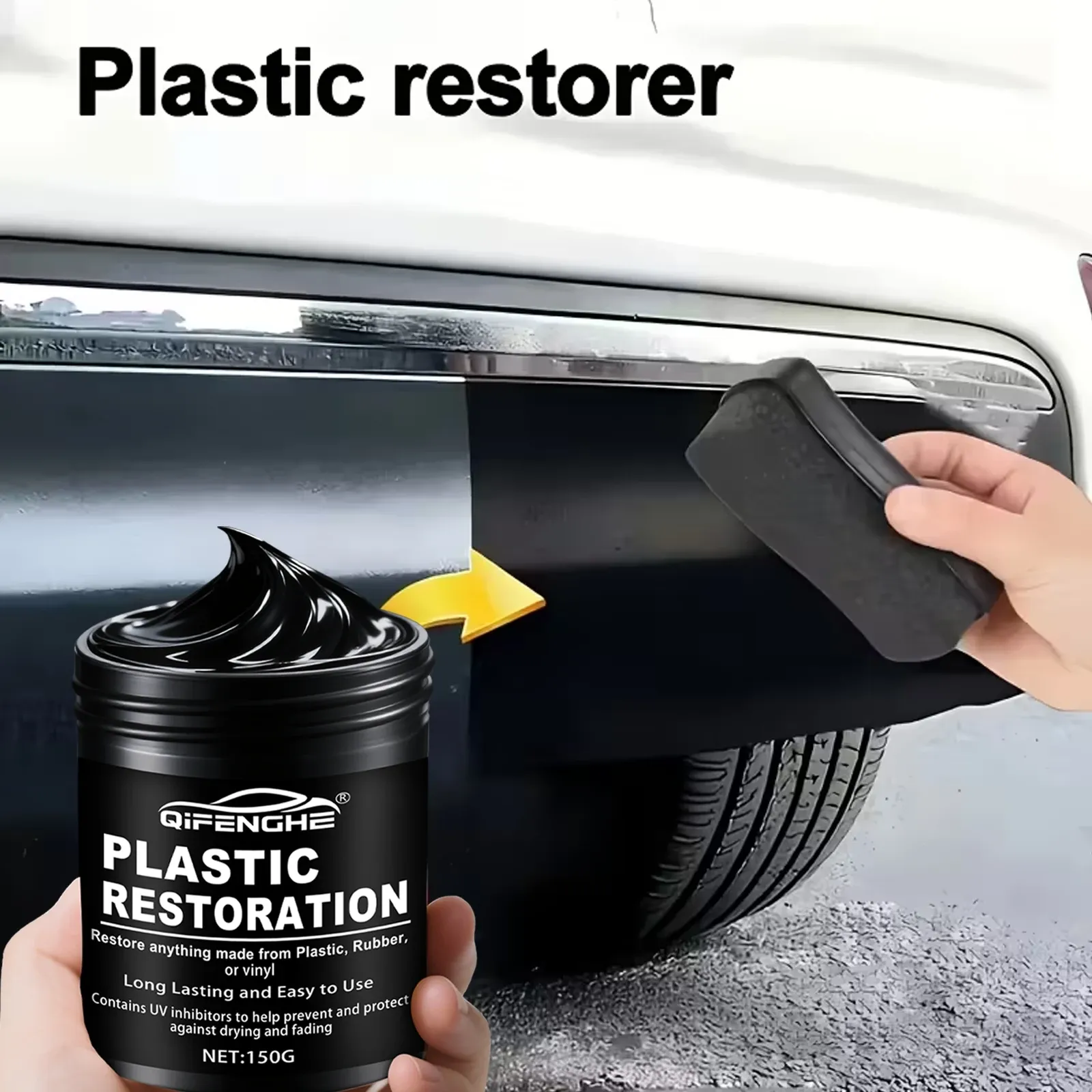 Pâte de polissage pour plastique automobile, 150 g : restauration, brillance longue durée et protection des pneus, de l'intérieur et des pare-chocs 5