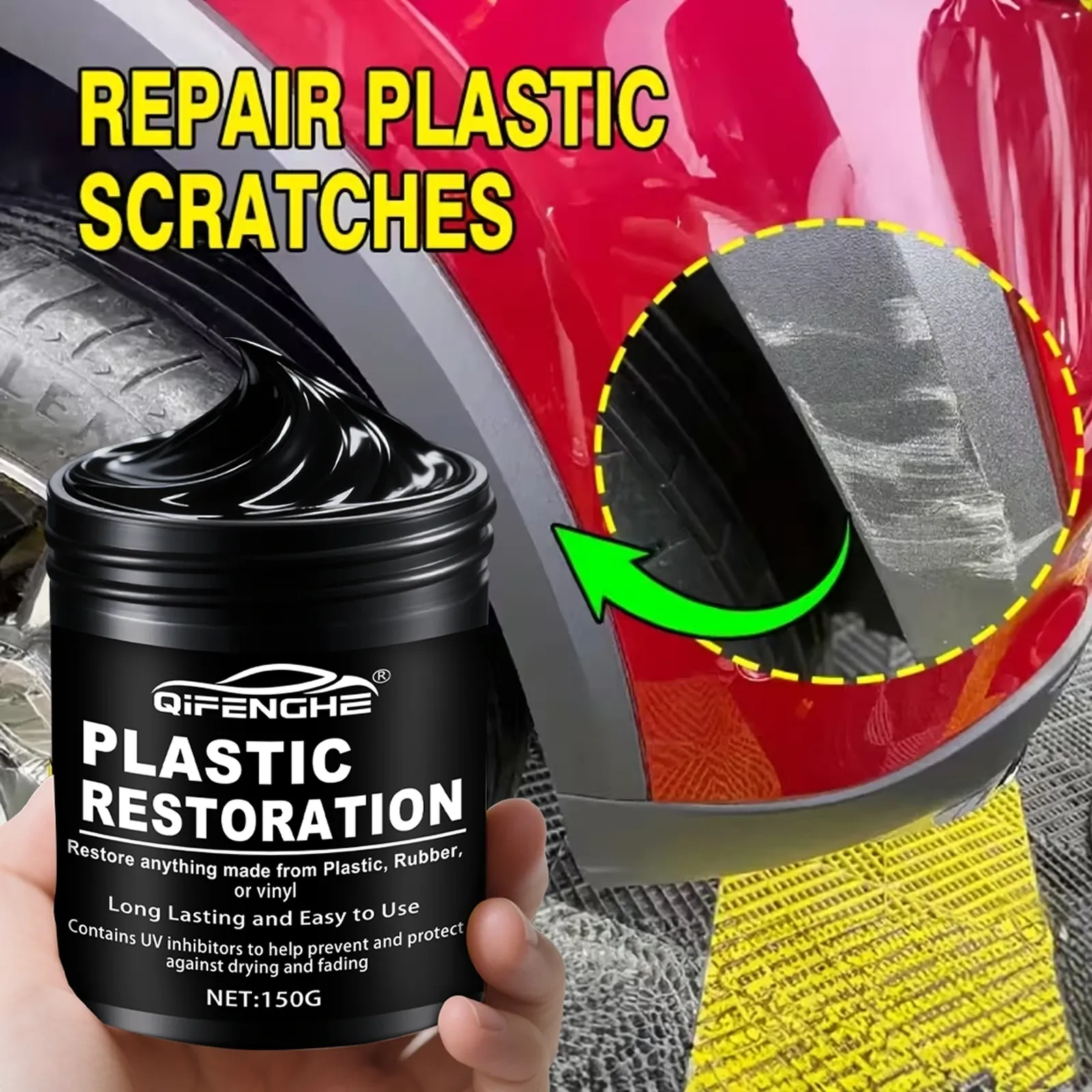Application de la pâte de polissage sur plastique automobile