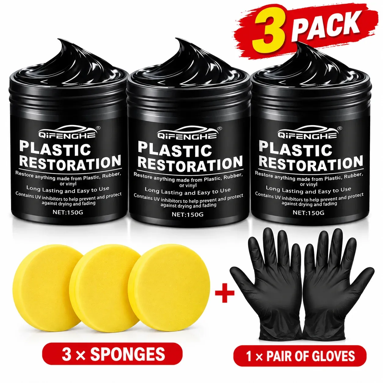 Pâte de polissage pour plastique automobile, 150 g : restauration, brillance longue durée et protection des pneus, de l'intérieur et des pare-chocs 8