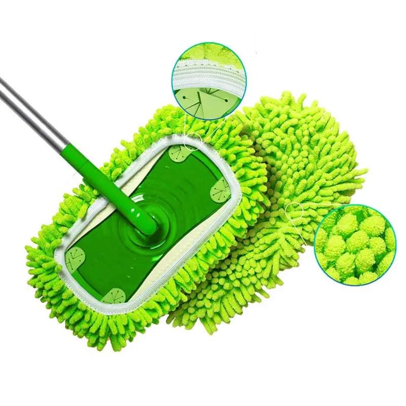 Balai serpillère en microfibre pour gril, éponge absorbante, recharge réutilisable, compatible balai plat Swiffer, accessoires ménagers, vert 3