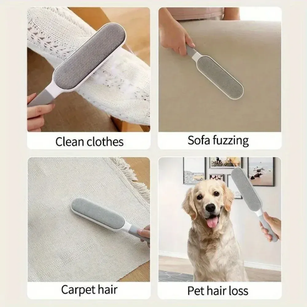 Éliminateur de poils d'animaux double face, brosse électrostatique manuelle pour chats, vêtements, canapés, meubles et tapis 6