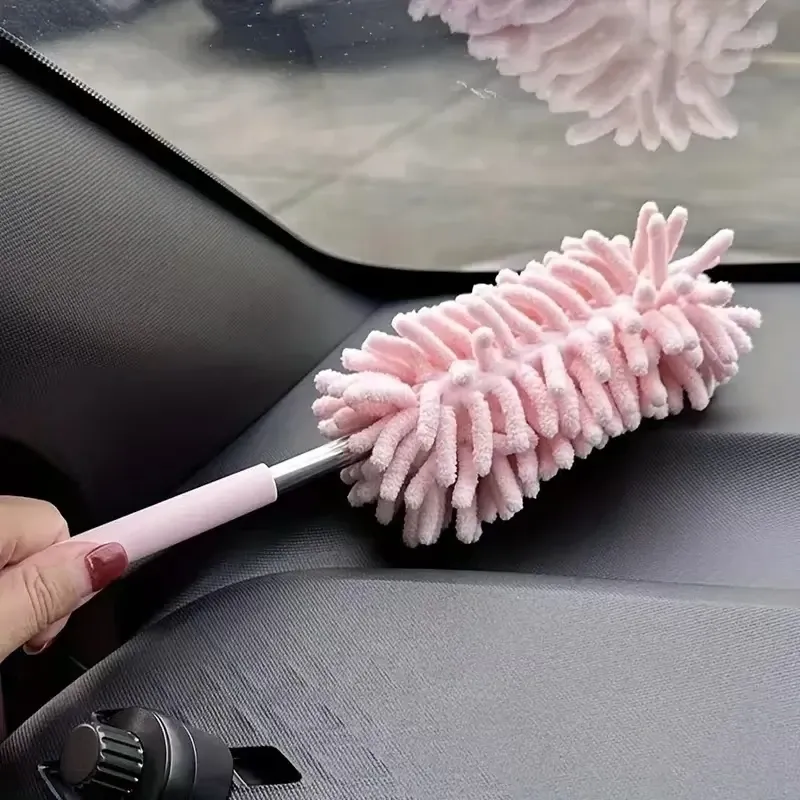 Mini brosse à plumeau pour voiture, outil d'époussetage extensible et pliable en microfibre pour l'intérieur de la maison et de l'automobile, en fibre de polyester 6